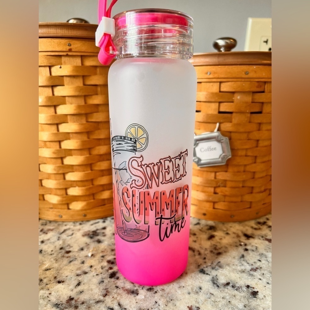 16 oz Glass water bottle handmade by me.